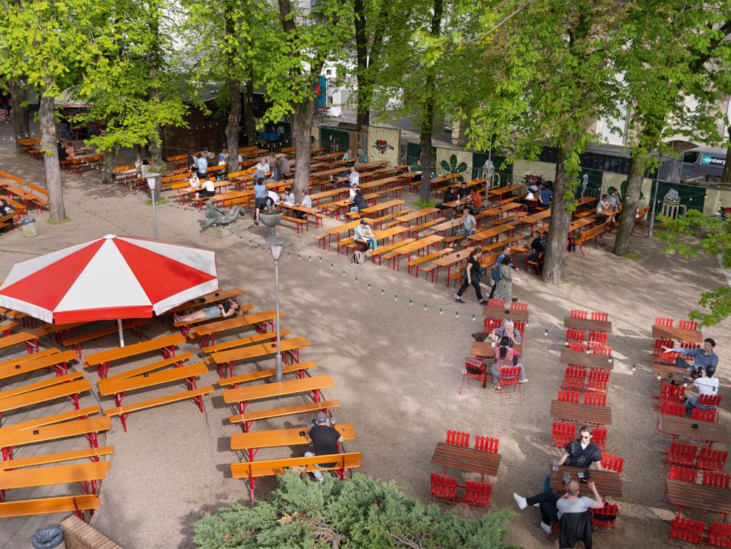 Biergarten von oben