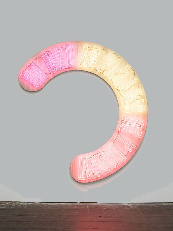 Kunstwerk: Neonsign in Pink und Gelb
