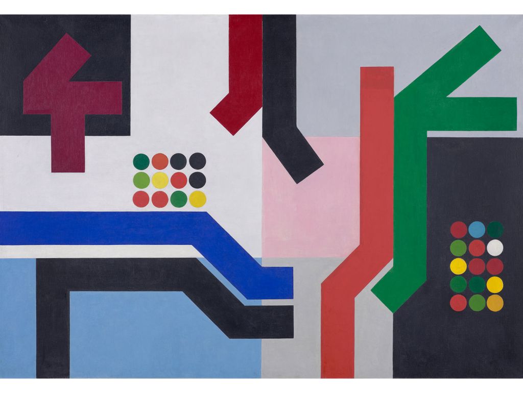  Sophie Taeuber-Arp Zwölf Räume mit Flächen, eckigen Bändern und mit Kreisen gepflastert