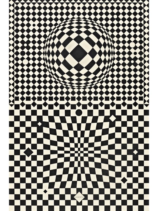 Victor Vasarely Vegaviv II, 1955 Vinylfarbe auf Holzplatte 