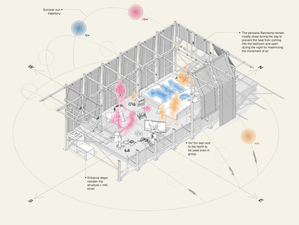Architektonische Zeichnung eines 1 Zimmer Hauses
