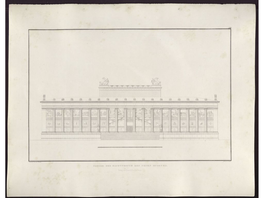Entwurfszeichnung für die Fassade des Berliner Museums, Karl Friedrich Schinkel, vor 1825; 