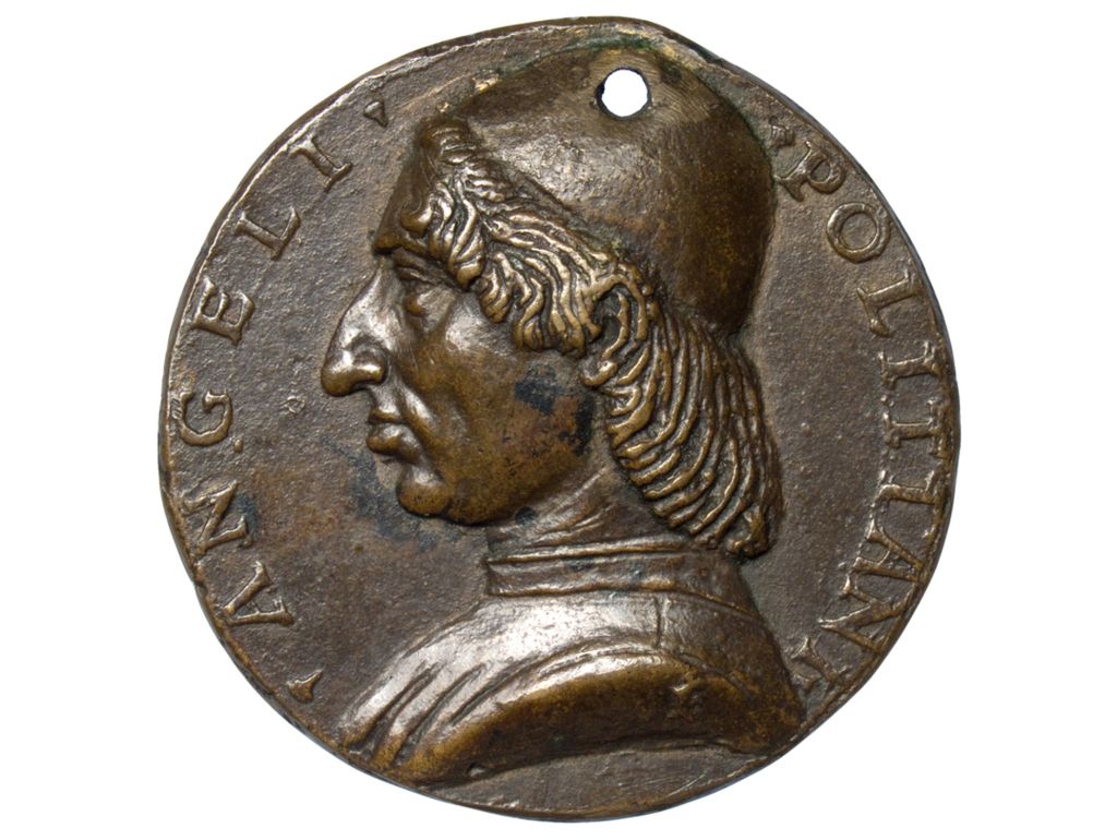 Büste des Angelo Poliziano in einem einfachen Gewand