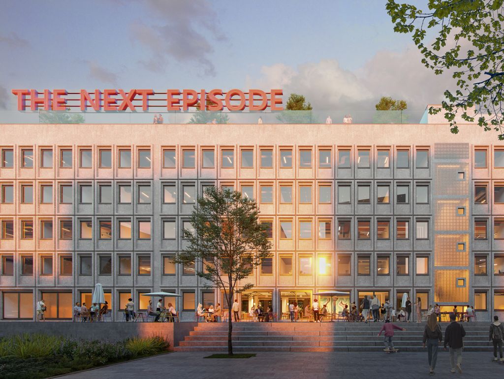 Wo einst „Deutscher Demokratischer Rundfunk“ an der Fassade stand, soll bald der Schriftzug „The Next Episode“ prangen