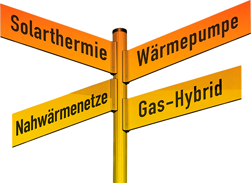 Solarthermie – Wärmepumpe – Nahwärmenetze – Gas-Hybrid