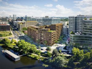 Der von gmp Architekten entworfene Gebäudekomplex „Nordhafen Living & Office“ ist Teil der Europacity, einem der größten innerstädtischen Entwicklungsgebiete Berlins